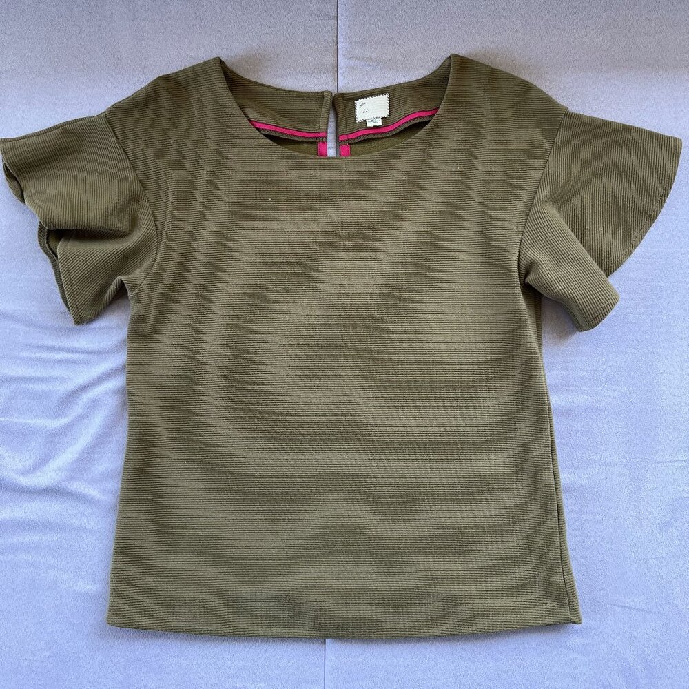 Anthropologie Flutter Sleeve Top (9-H15 STCL Brand, Size Small)
